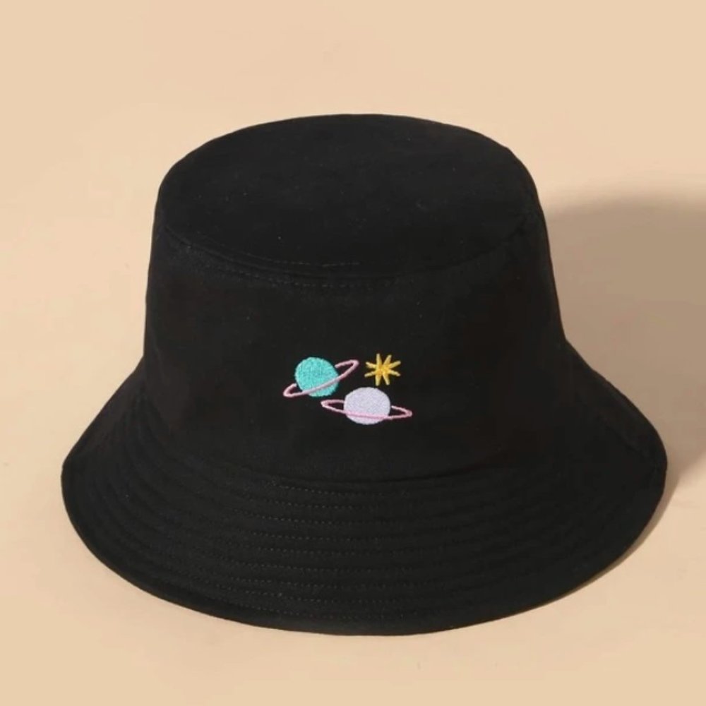 SHEIN - Planet Embroidered Bucket Hat